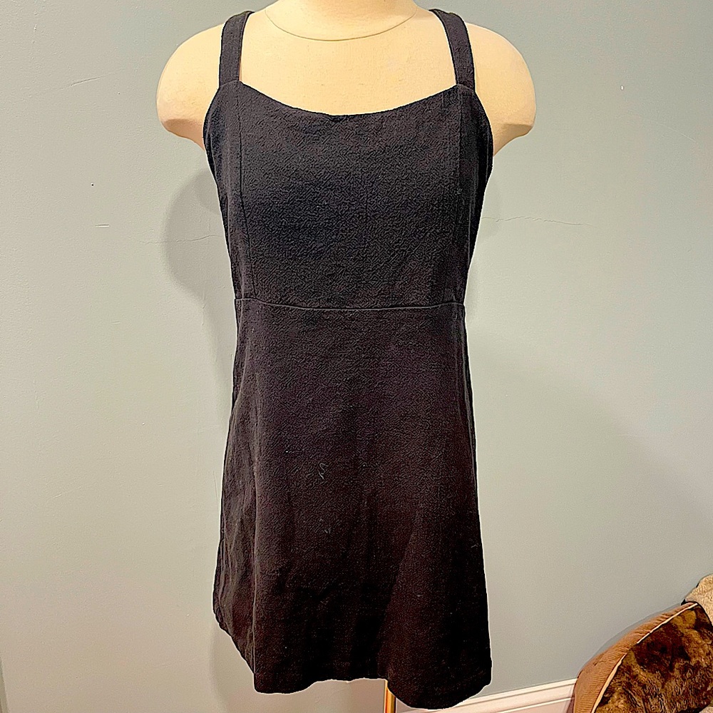 Free People Black Sleeveless Adjustable Strap Button Back Dress Large